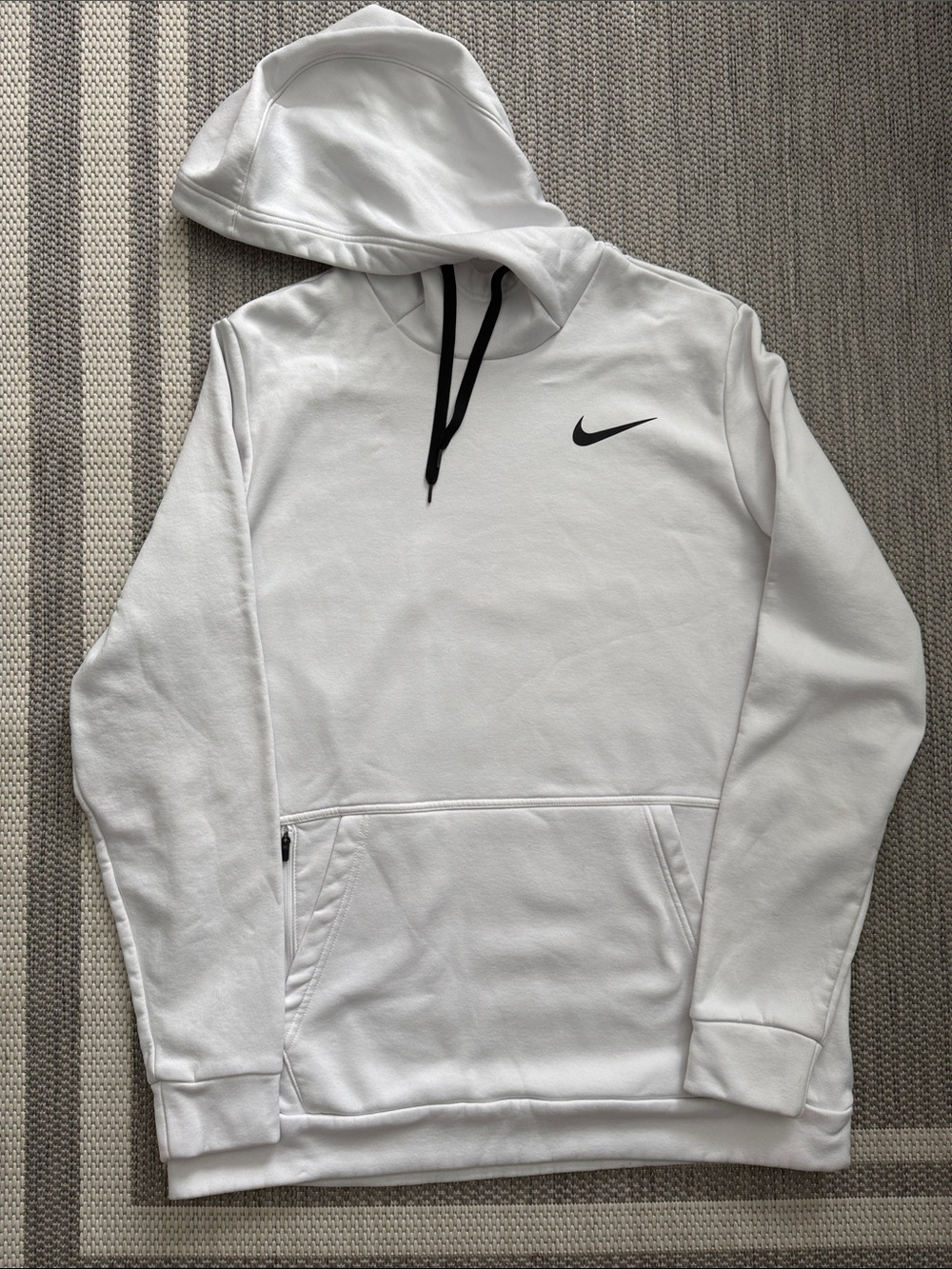 Nike Therma Fit White Hoodie with Black Swoosh